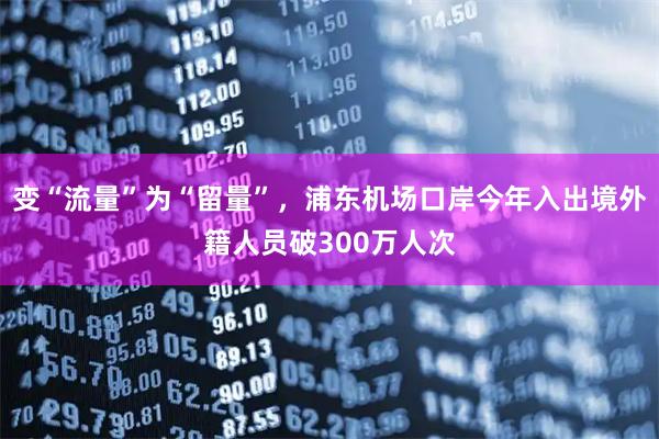 变“流量”为“留量”，浦东机场口岸今年入出境外籍人员破300万人次